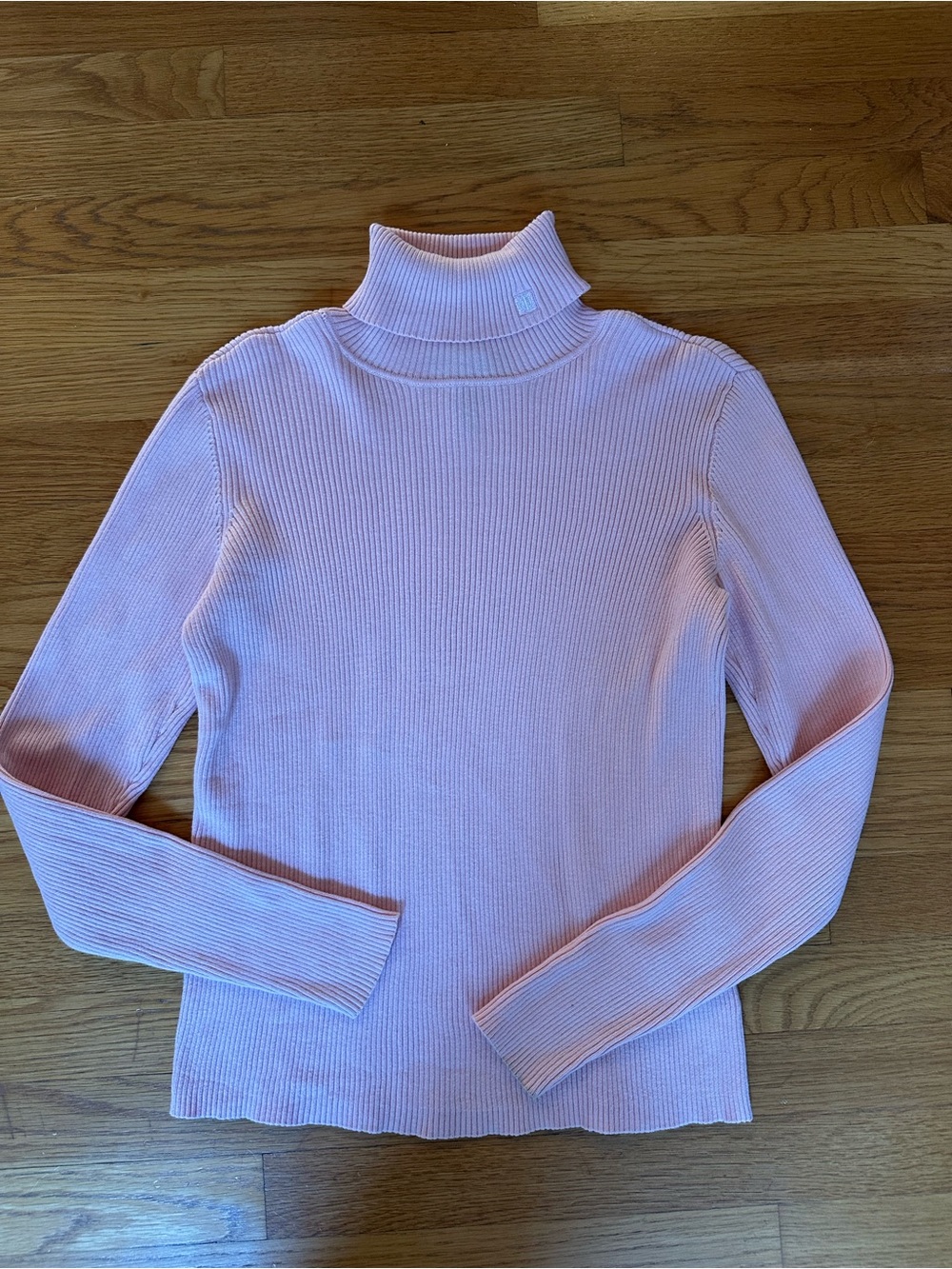 Ralph Lauren Light Pink Ribbed Cotton Turtleneck